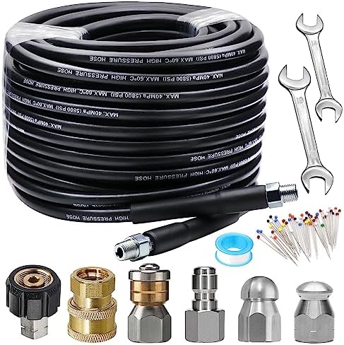 Sewer Jetter Kit 100FT for Pressure Washer, 5800PSI Drain Cleaner Hose by WESTBAY