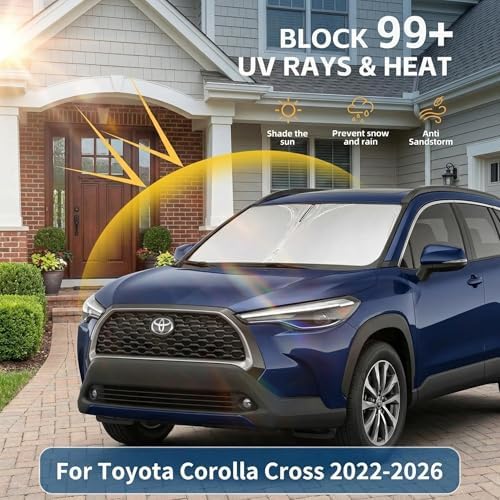 Windshield Sun Shade for Toyota Corolla Cross 2022-2025 2026 Sunshade Front Window Shade Custom Fit Corolla Cross Accessories Sun Visor Foldable Shade Blocks UV Rays Accessories - Image 2