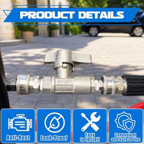 M MINGLE Ball Valve Pressure Washer, 3/8" Quick Connect Shut Off Valve - Image 5