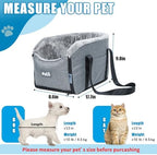 Pet Car Center Console Elevated Armrest Car Seat for Small Puppy, Dogs & Cats (Up to 10 lbs) – Dark Gray Washable Plush Carrier with Safety Leash, Fits Front Vehicle Console Space (Grey) - Image 2