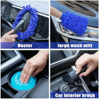 Car Wash Detailing Kit Cleaning Kits with Foam Gun Sprayer, Car Wash Brush and Large Wash Mitt Duster for Car Interior and Exterior Cleaning (Blue) - Image 5