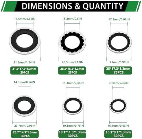 160PCS Air Conditioning Compressor Seal Washers Kit, A/C Gaskets - Image 2