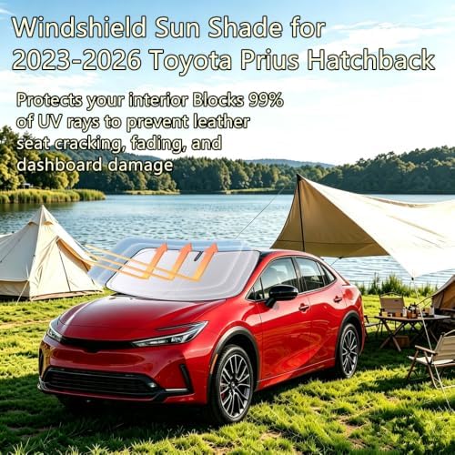 Windshield Sun Shade for 2023-2026 Toyota Prius Hatchback (NOT for Prius C or Prius V) Foldable Car Front Window Sunshade Accessories 240 T Sun Visor - Image 2