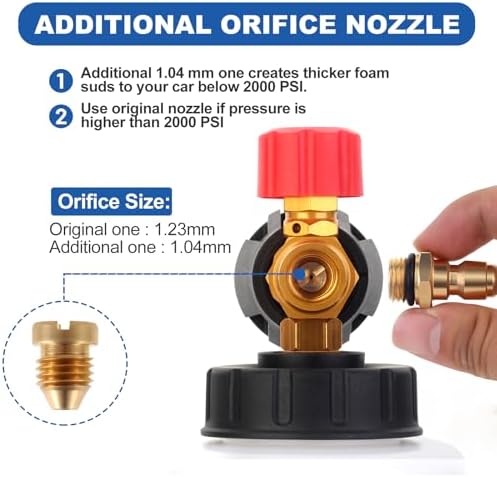 DUSICHIN Foam Cannon Short Pressure Washer Gun 1/4 Inch Quick Connector,5 Pressure Washer Nozzle Tips Car Wash Foam Gun 3/8'' Swivel Quick Connector,M22-14mm M22-15mm Fitting,Not Use with Garden Hose - Image 5