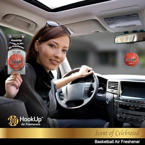 Basketball Car Air Freshener by HookUp - 2 Pack - Black Gold Scent (Extra Strong) | Unique Basketball Gift for Players, Coach, Fans | Hanging Car Accessory with Long Lasting Fresheners Smell - Image 4