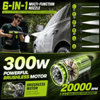 6-in-1 Portable Cordless Pressure Washer Battery Powered, 1300 PSI Cordless Power Washer Portable with 2 X 4.0ah Batteries, Handheld Pressure Washer for Car and Garden Cleaning - 1PCS - Image 3