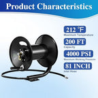 M MINGLE Pressure Washer Hose Reel 200ft x 3/8" / 350ft x 1/4", 4000 PSI - Image 2