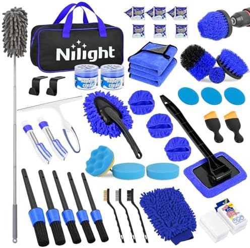 Nilight 52PCS Car Detailing Kit for Interior Exterior Car Care, Blue by Nilight