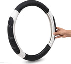 CAR PASS Line Rider Microfiber Leather Sporty Steering Wheel Cover Universal Fits for 95% Truck,SUV,Cars,14.5-15inch Anti-Slip Safety Comfortable Desgin (Black-White) - Image 8