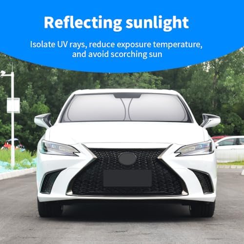 Front Windshield Sun Shade Custom Fit Compatible for ES300h ES350 ES250 2018-2020 Sunshade Foldable UV Ray Reflector Sun Visor Protector Accessories Shield Cover Reflective (for ES 2018-2020) - Image 3