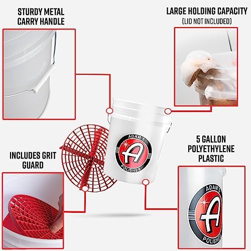 Adam's Polishes Wash Bucket (5 Gallon Bucket + Grit Guard) - Car Detailing Tool for Car Washing & Garage Storage | Stores Car Wash Soap, Foam Cannon, Foam Gun, Microfiber Towels & More - Image 2
