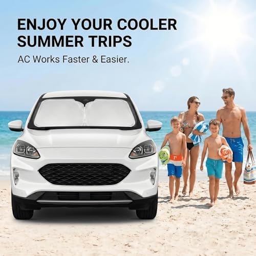 for Ford Escape Windshield Sun Shade 2020-2024 2025 2026-Front Window Shade Custom Fit Escape Accessories Sun Visor Foldable Sunshade Blocks UV Rays Summer Must Have Car Accessories - Image 4