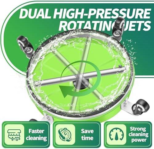 LidoDola 16'' Pressure Washer Surface Cleaner Green, Power Washer Accessory - Image 4