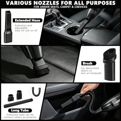 21PCS Car Detailing Kit Interior Cleaner - with Handheld Car Vacuum, Windshield Cleaning Tool, Detailing Brushes, Car Cleaning Supplies Kit for Women Men (Black) - Image 3