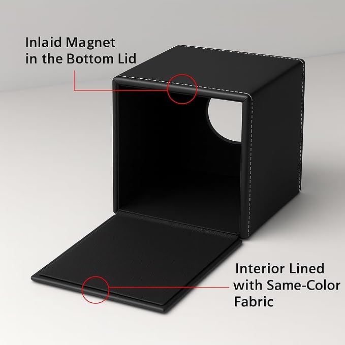 PU Leather Tissue Box Cover with Magnetic Bottom – Square Cube Dispenser for Home, Office, Car, Hotel – Modern Tissue Holder Square for Kleenex, Stylish 5.3″*5.3″*5.8″ - Image 5