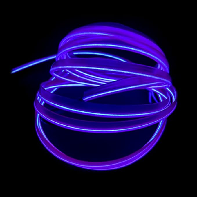 El Wire Purple Interior Car LED Strip Lights, 10M Neon Wire USB 5V with Fuse Protection for Automotive Interior Decoration, with 6mm Sewing Edge - Image 3