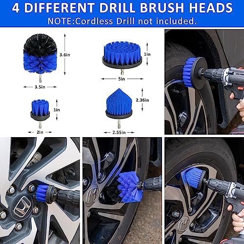27Pcs Car Detailing Brush Set, Car Detailing Kit, Auto Detailing Drill Brush Set, Car Detailing Brushes, Car Wash Cleaning Tools Kit for Interior, Exterior, Wheels, Blue - Image 2