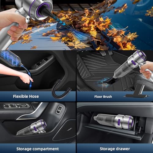 Car Vacuum Cleaner High Power - 22000PA Portable Car Vacuums 4 in 1 Compressed Air Duster & Blower Hand Held Vacuum Cordless with Brushless Motor for Cars Home Office Camping Ideal Gifts for Men women - Image 4
