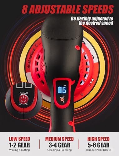 Cordless Car Polisher for Car Detailing Compatible, Red - Image 3