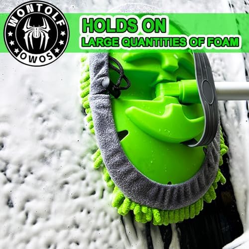 62'' Car Wash Brush with Long Handle Chenille Microfiber Car Wash Mop Mitt Kit Scratch-Free Car Cleaning Brush Care Kits with Replacement Head Supplies for Cars RV Truck Boat - Image 3