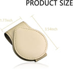 OFBAND Magnetic Sunglass Holder for Car Visor,PU Leather Car Sunglass Holder Organizes Glasses Tickets Cards & Keeps Car Tidy,Universal Car Accessories Interior (Khaki) - Image 2