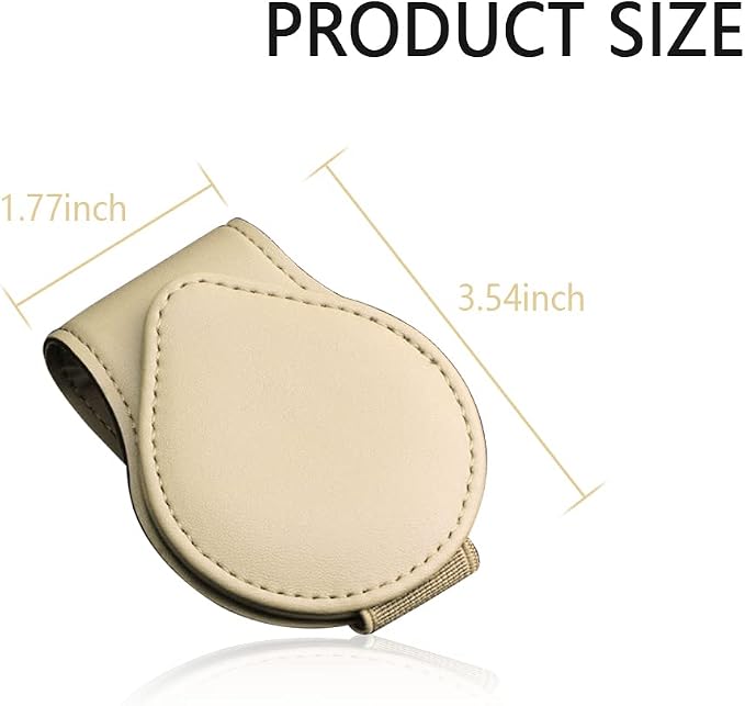 OFBAND Magnetic Sunglass Holder for Car Visor,PU Leather Car Sunglass Holder Organizes Glasses Tickets Cards & Keeps Car Tidy,Universal Car Accessories Interior (Khaki) - Image 2