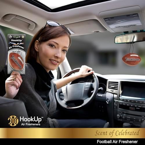 Football Car Air Freshener by HookUp - 2 Pack - Black Gold Scent (Extra Strong) | Unique Football Gift for Players, Coach, Fans | Hanging Car Accessory with Long Lasting Fresheners Smell - Image 4