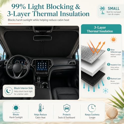 Sentra Versa Frontier Dedicated Windshield Sun Shade, Sunshade Windshield Visor for Nissan Sentra 2007-2025, Versa 2012-2025. - Image 3