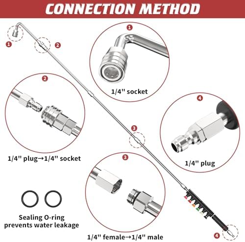 Pressure Washer Extension Wand 10 Pack, 4000PSI with 6 Nozzle Tips - Image 5