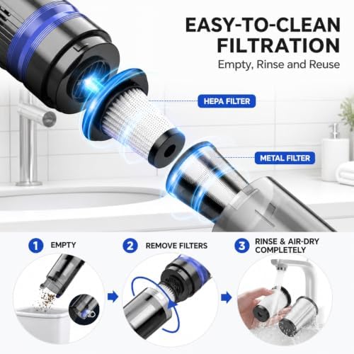 Handheld Vacuum Cordless Portable 3‑in‑1 Rechargeable Vacuum Cleaner with Charging Dock, Lighweight, 2‑Speed Modes, Type-C Charging for Car, Home, Office, Pet - Image 3