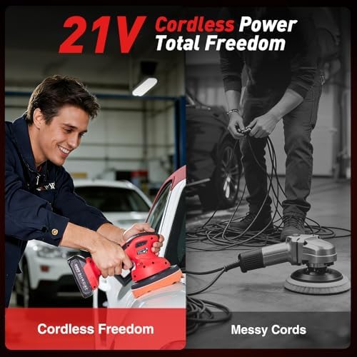 6 Inch Cordless Car Buffer Polisher kit w/ 2x2000mAh 21V Batteries - Image 4