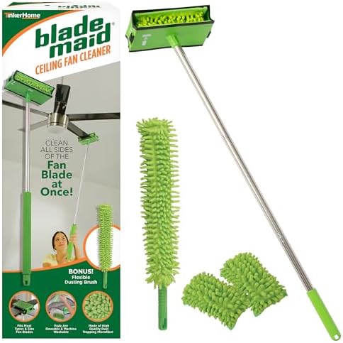 Blade Maid Ceiling Fan Blade Cleaner & Duster | Extendable Pole for High Ceilings, Moldings, Blinds, Walls & Cars, Corner Cleaning Tool, with Reusable Microfiber Pads | Size 3 feet (Pack of 1) by BladeMaid