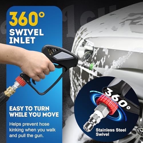 TOOLCY 5000 PSI Pressure Washer Gun Stainless Steel 3/8" Swivel Fitting - Image 3