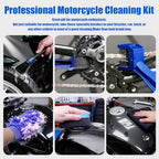 13PCS Motorcycle Cleaning Kit, Motorcycle Detailing Kit Overall Cleaner Tools Car Washing Brush Rims Cleaning Kit Chain Tire Wheel Brush Set Chain Tire for Car Bike Motorbike (Blue) - Image 2
