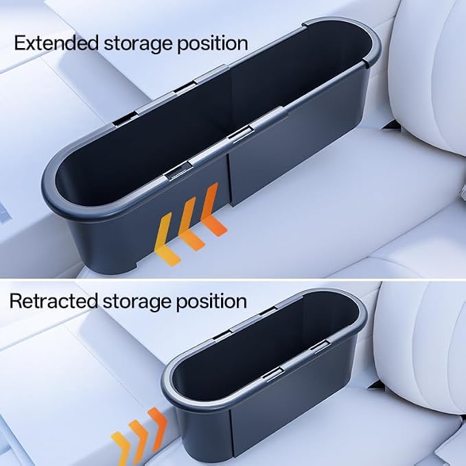 2-Pack Expandable Car Seat Gap Organizer, Adjustable 185-265mm | Driver & passenger side pockets, sliding gap storage box, fits phone keys wallet, seat gap filler set, stop drops - Image 4