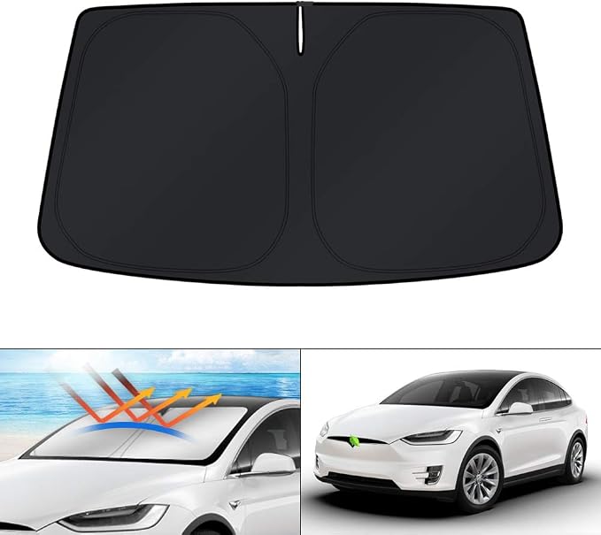 KUST Windshield Sun Shade for 2016-2024 2025 2026 Tesla Model X Tesla X Accessories Sunshade Window Sun Visor Protector Foldable Blocks UV Rays Keep Your Car Cooler by KUST