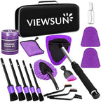 Windshield Cleaner Tool, 17Pcs Purple Car Interior Cleaning Kit, Detailing Kit Cleaner, Detailing Brush, Cleaning Gel, Inside Cleaning Supplies Accessories for Trucks, SUVs, RVs Window by Viewsun