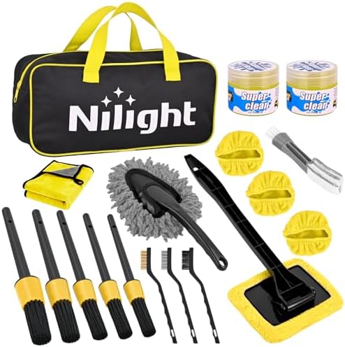 Nilight 15PCS Car Detailing Kit for Interior Exterior Car Care, Yellow by Nilight