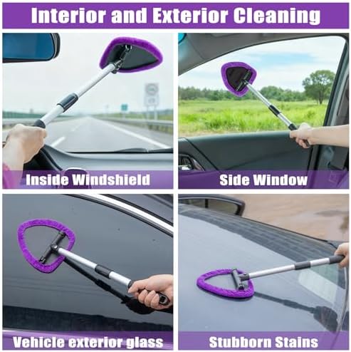 Windshield Cleaner Tool, 17Pcs Car Interior Detailing Kit, Detailing Brush, Towels, Duster, Car Cleaning Kit Interior for RVs, Truck, Trailer (Purple) - Image 3