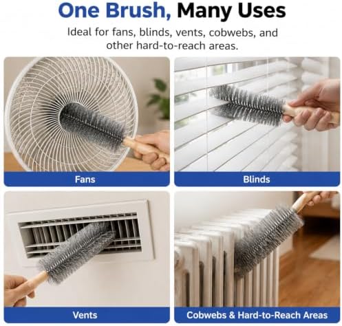 Tower Fan Cleaner, Bendable Microfiber Duster for Electric Fan and Blinds, Reusable Fan Cleaning Brush, Flexible Dust Collector for Cobwebs, Vents, Window Blinds & Hard-to-Reach Areas (Gray-1PC) - Image 6