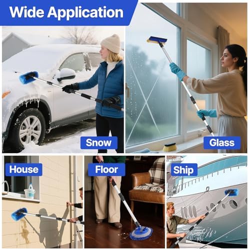 64'' Car Wash Brush with Long Handle, RV Flow-Through Wash Brush with Adjustable Handle, Anti-Scratch Plus Size Soft Car Wash Brush Mop with Hose Attachment Car Wash Kit for SUV RV Truck Boat - Image 7