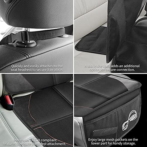 Car Seat Protector with Thickest Padding,Waterproof 600D with Storage Pockets,Non-Slip Pets Fabric Child Baby Cover Leather Reinforced Vehicle Seat 1 Pack (Black) - Image 6