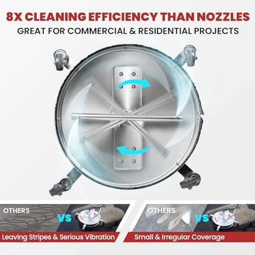 WOJET 20'' Commercial Pressure Washer Surface Cleaner with Wheels 4500PSI - Image 3