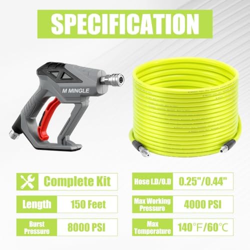 M MINGLE Sewer Jetter Kit for Pressure Washer 150 FT - Image 2