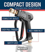 McKillans® Short Pressure Washer Gun with Replacement M22 Inlet - High Pressure Water Handle with 1/4” Quick Connector Coupler - Power Washer Gun Compatible with Foam Cannon - Car Wash Foam Gun - Image 3