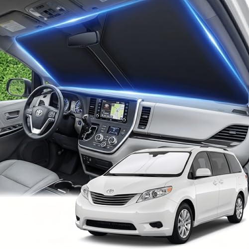 Windshield Sun Shade for Toyota Sienna 2011-2020 Front Window Shade Custom Fit Sienna Accessories Sun Visor Foldable Shade Blocks UV Rays Summer Must Have Car Accessories by AuyNeas