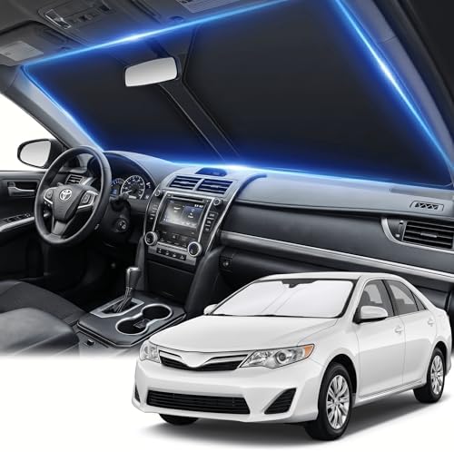 Windshield Sun Shade for Toyota Camry 2012-2017 Double Layer 240T Front Window Shade Custom Fit Camry Sun Visor Foldable Shade Blocks UV Rays Summer Must Have Car Accessories by AuyNeas
