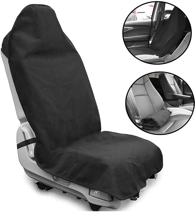Waterproof Sweat Towel Car Seat Cover Sweat Carseat Protector,Perfect for Universal Anti-Slip Car Truck SUV Seat, Great for Post Gym Workout, Running, Swimming, Beach and Hiking (Black) - Image 4