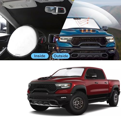 TINGLU Sun Shade for Dodge RAM ProMaster 2014-2025 2026 Accessories Windshield Sun Shade Window Shade UV Rays Protection Sun Visor Cover with Steering Wheel Sunshade Storage Bag - Image 6