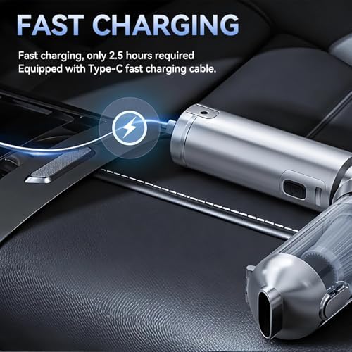 Car Vacuum Cleaner High Power 20000Pa – Cordless Handheld Mini Vacuum & Air Duster for Car & Desk, Home, Office & Camping, Ideal Gift for Men & Women, 6000mAh Battery (Fast Charging Edition - Purple) - Image 5